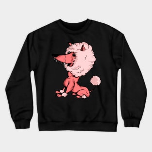 Crazy pink zombie poodle dog cartoon illustration Crewneck Sweatshirt